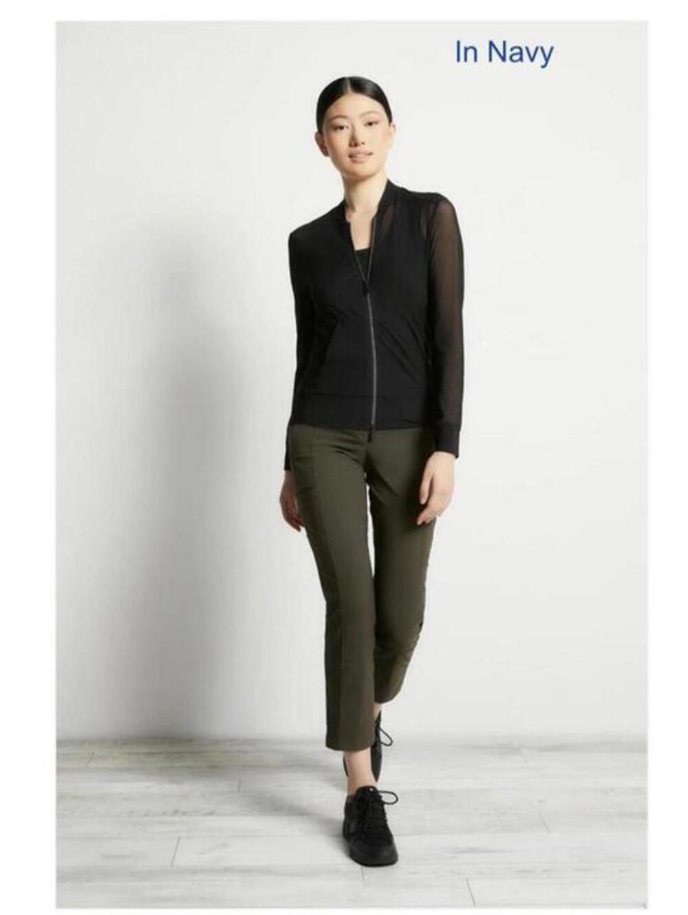 Anatomie Bailey Mesh Jacket Women L Navy Blue Sheer Lightweight Travel Stretch